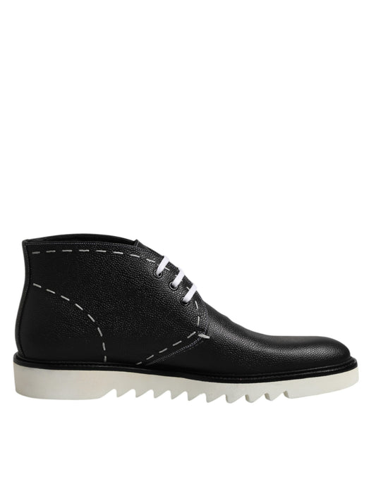 Botines de piel en blanco y negro