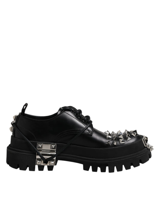 Zapatos Derby de trekking con adornos de cuero negro