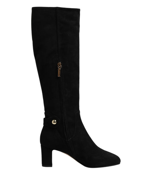 Botas altas hasta la rodilla de piel de ante negra