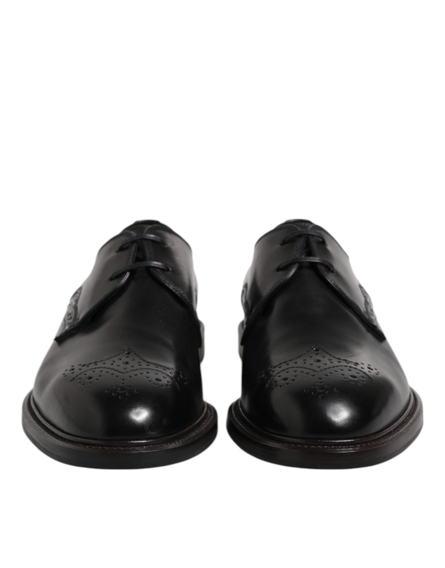 Zapatos formales Derby de cuero negro con punta de ala