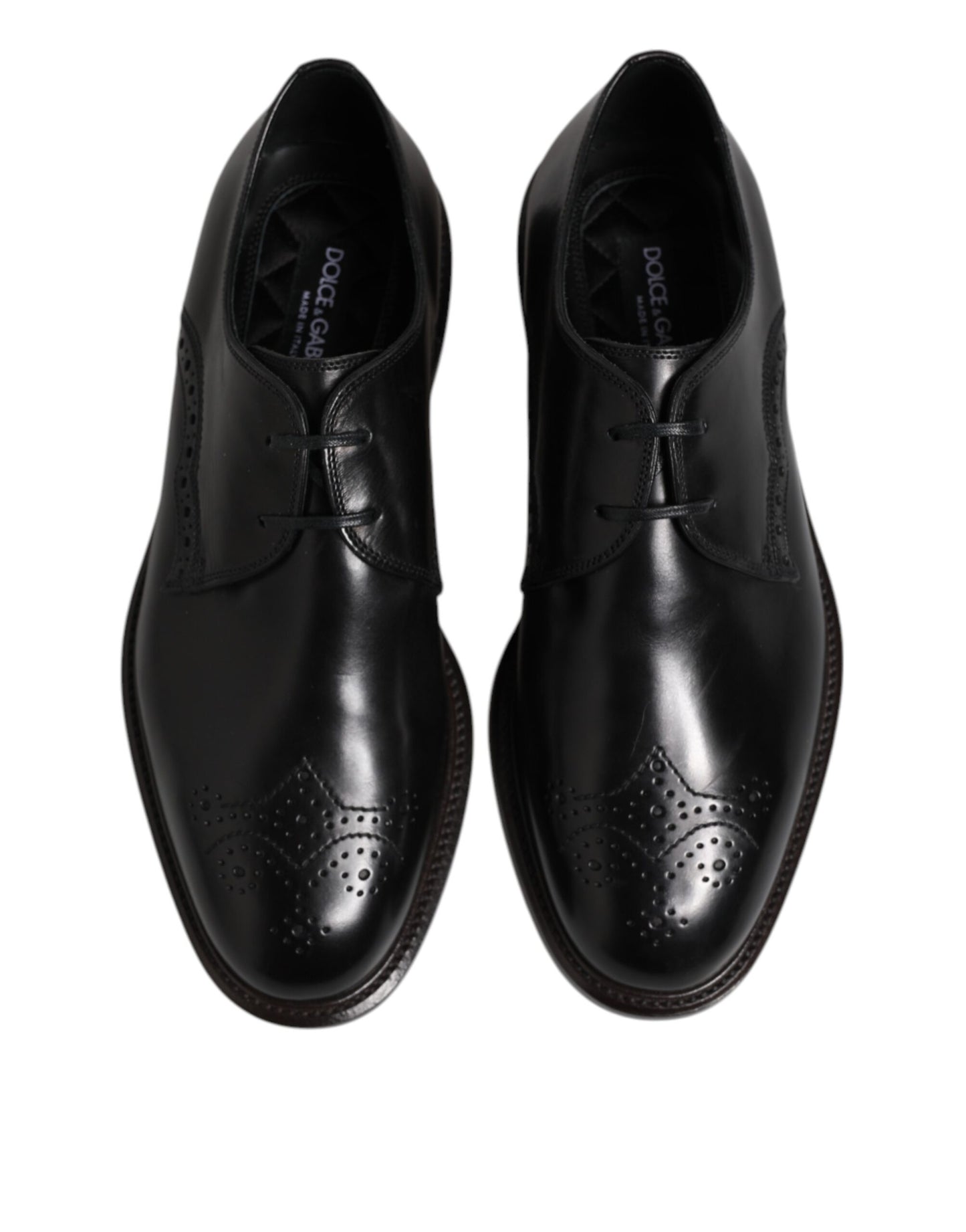 Zapatos formales Derby de cuero negro con punta de ala