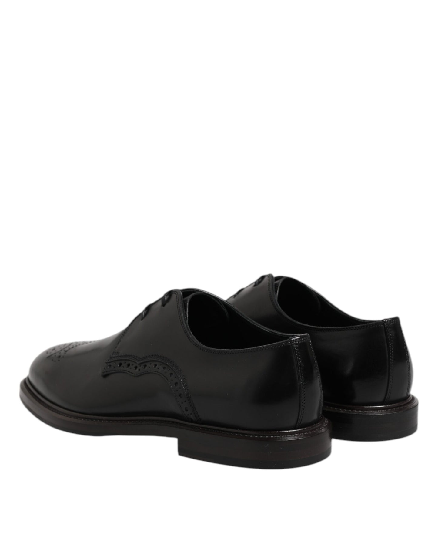 Zapatos formales Derby de cuero negro con punta de ala