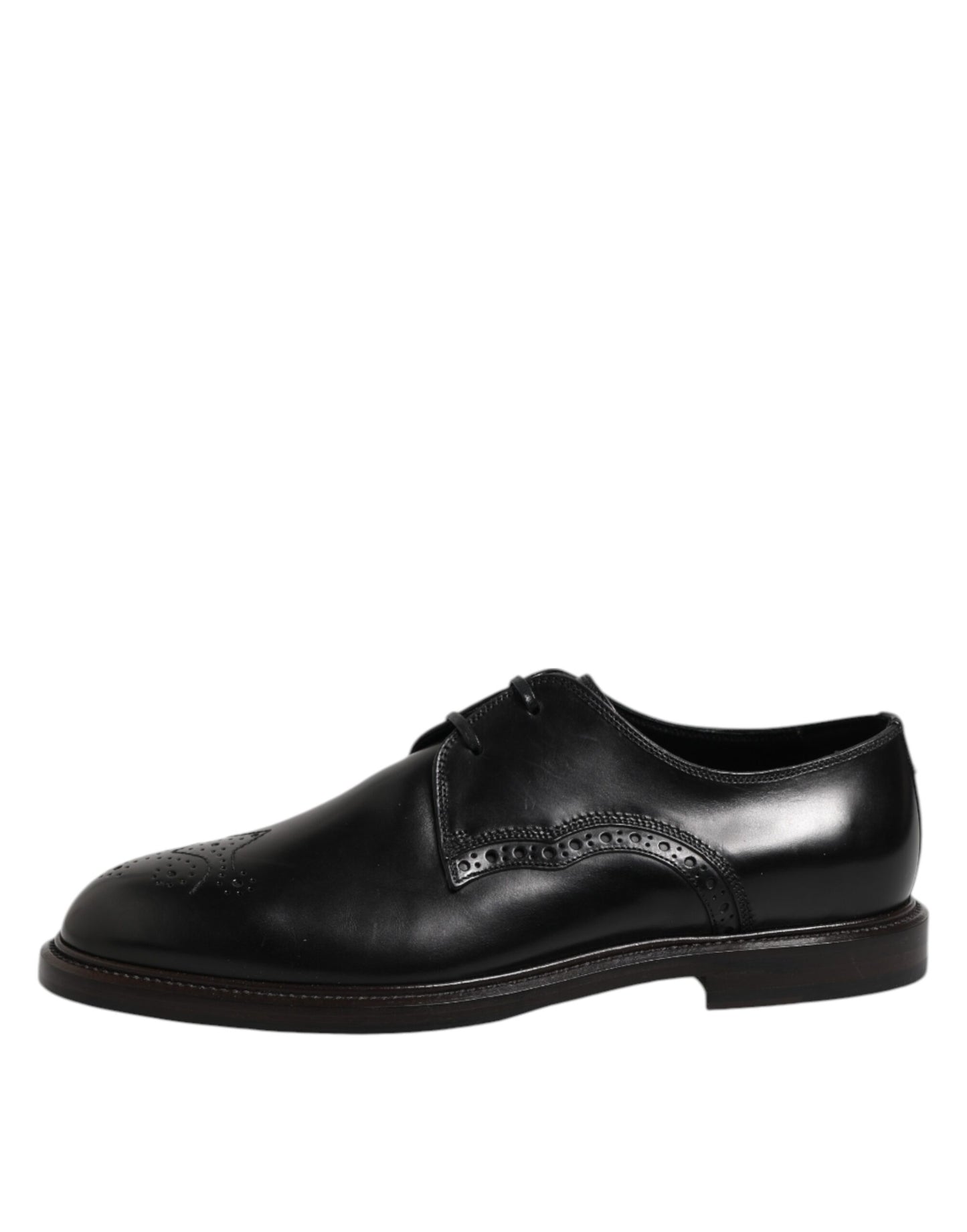 Zapatos formales Derby de cuero negro con punta de ala
