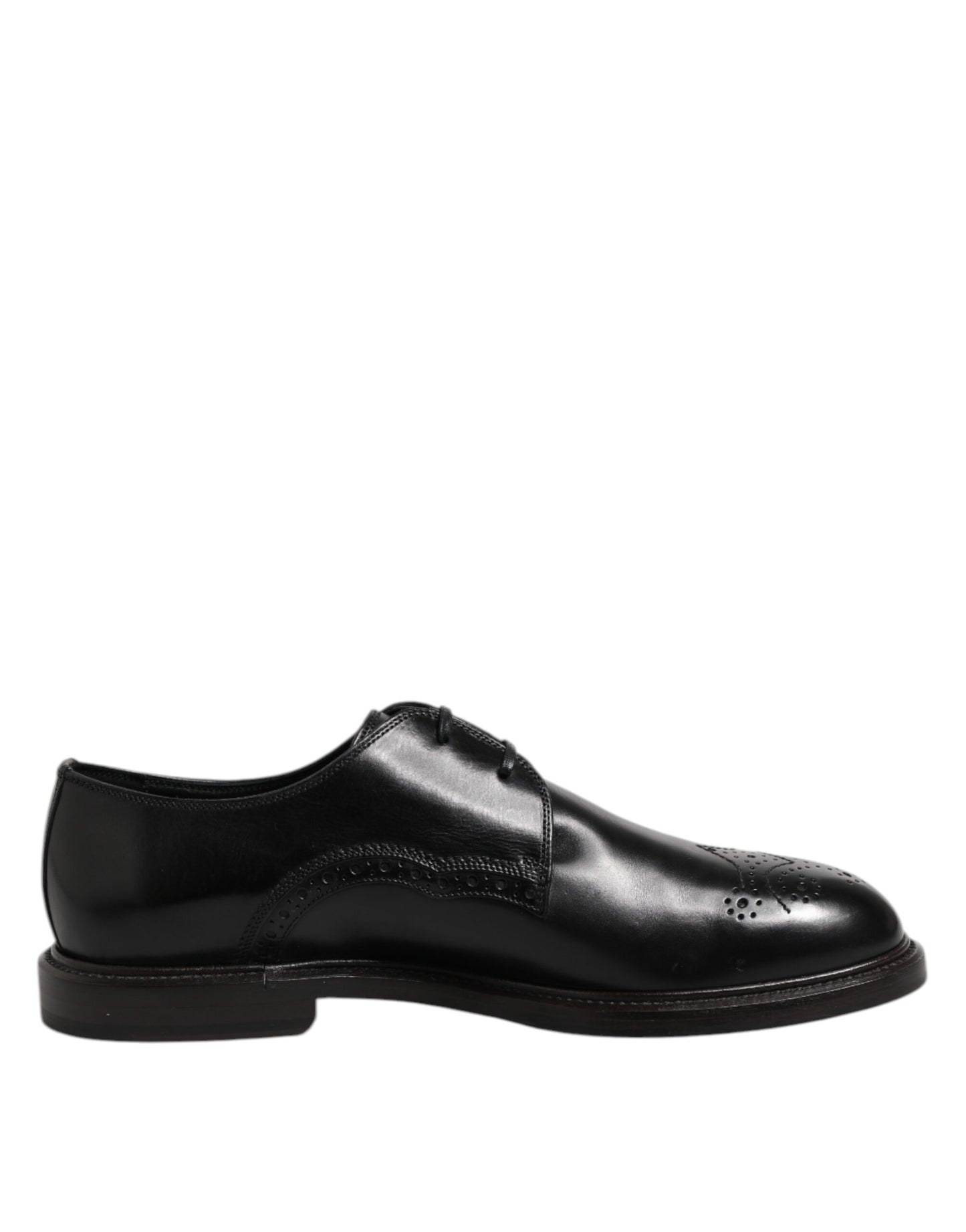 Zapatos formales Derby de cuero negro con punta de ala
