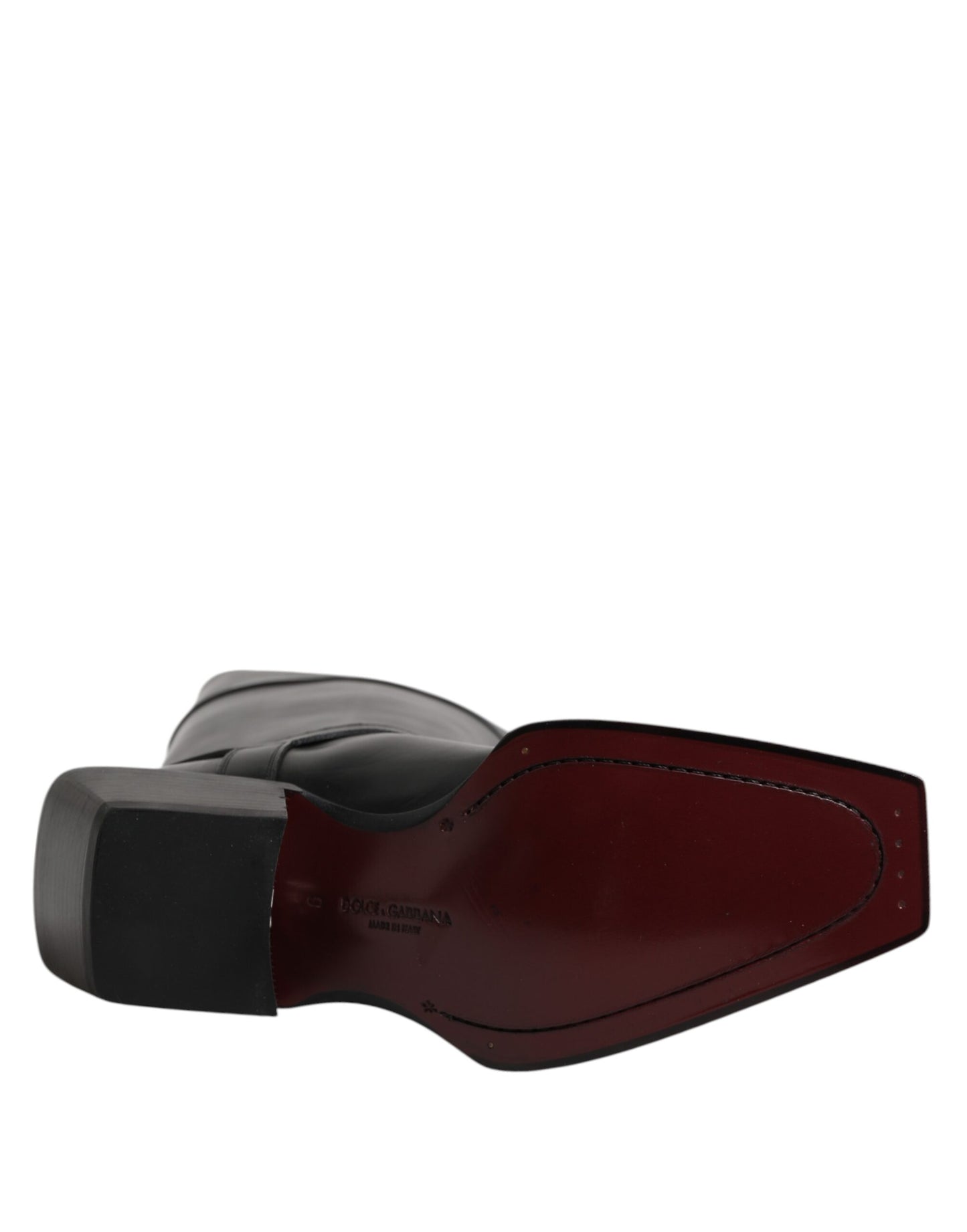 Botas altas de cuero negro, zapatos planos