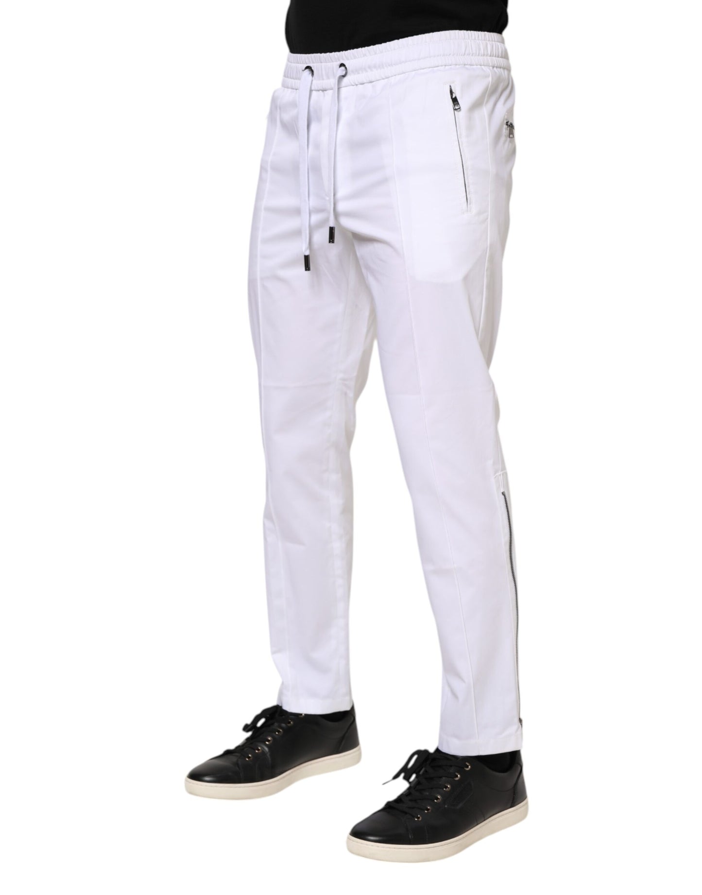 Pantalones deportivos blancos de algodón elástico con logotipo para hombre