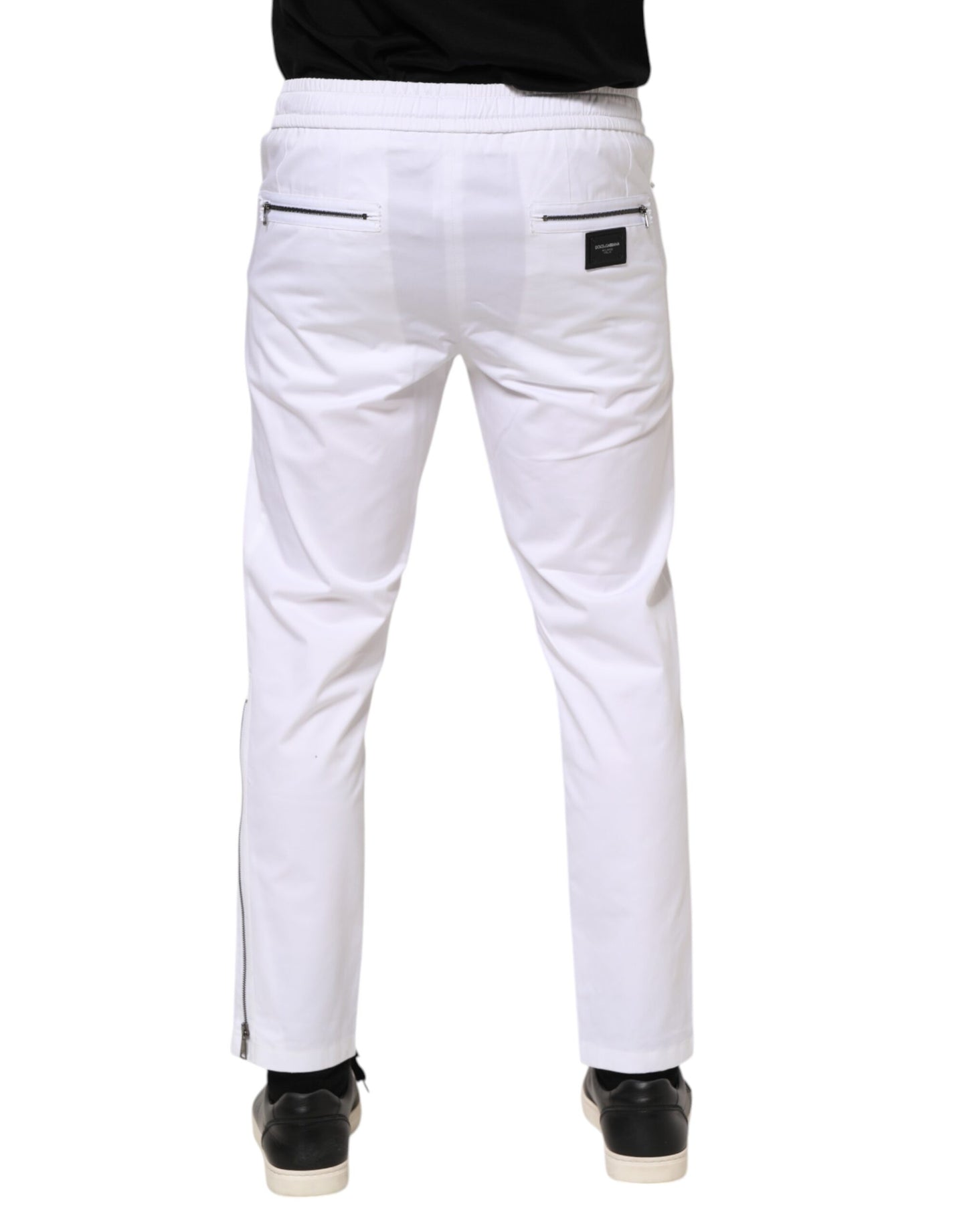 Pantalones deportivos blancos de algodón elástico con logotipo para hombre