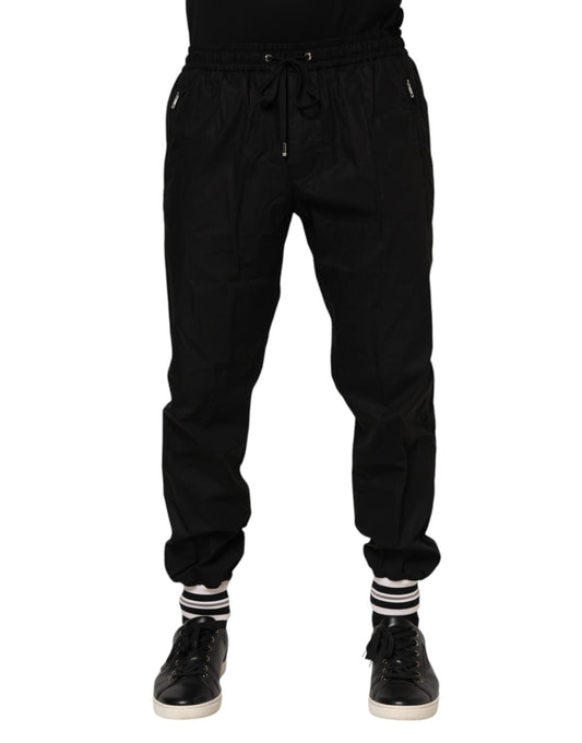 Pantalon de jogging en coton noir avec logo pour homme