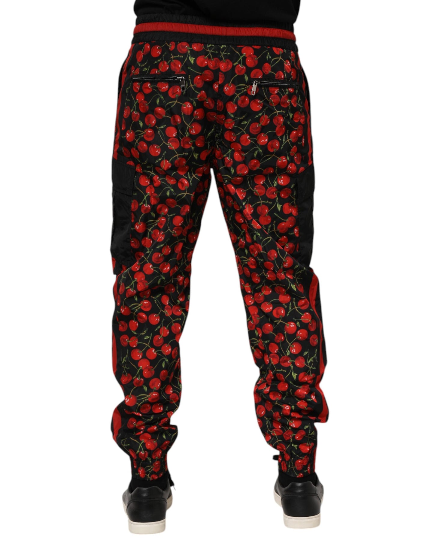 Pantalones deportivos para hombre con estampado de cerezas rojas y negras