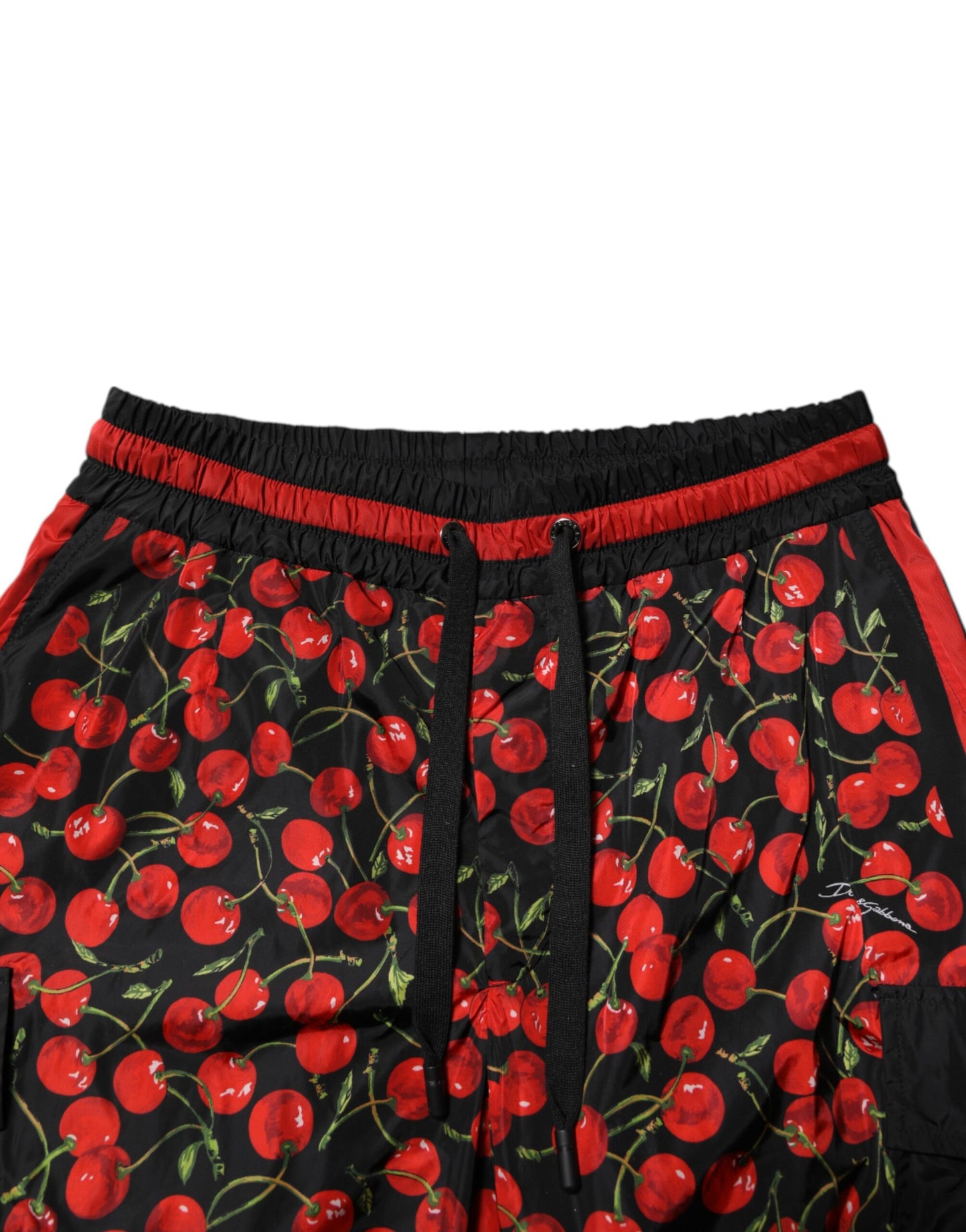 Pantalones deportivos para hombre con estampado de cerezas rojas y negras