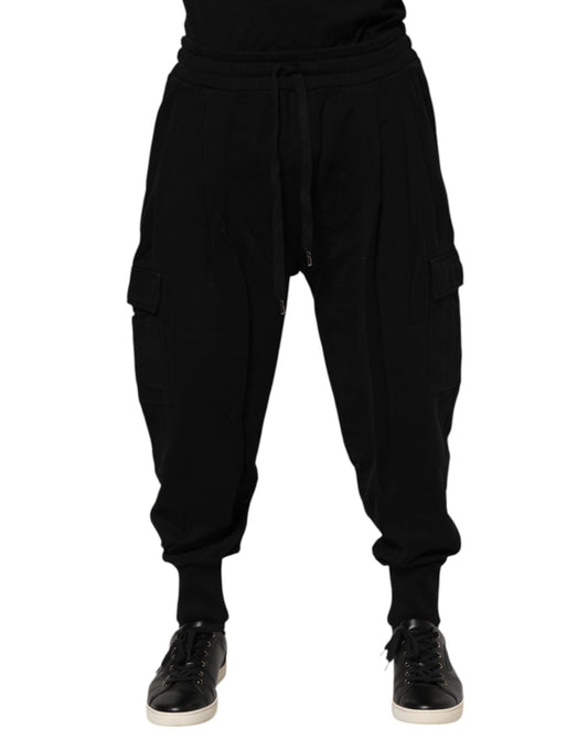 Pantalon de jogging en coton noir avec logo