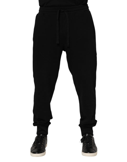 Pantalon de jogging en coton noir avec couronne