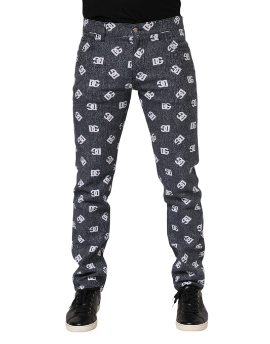 Jean slim en coton gris foncé avec logo