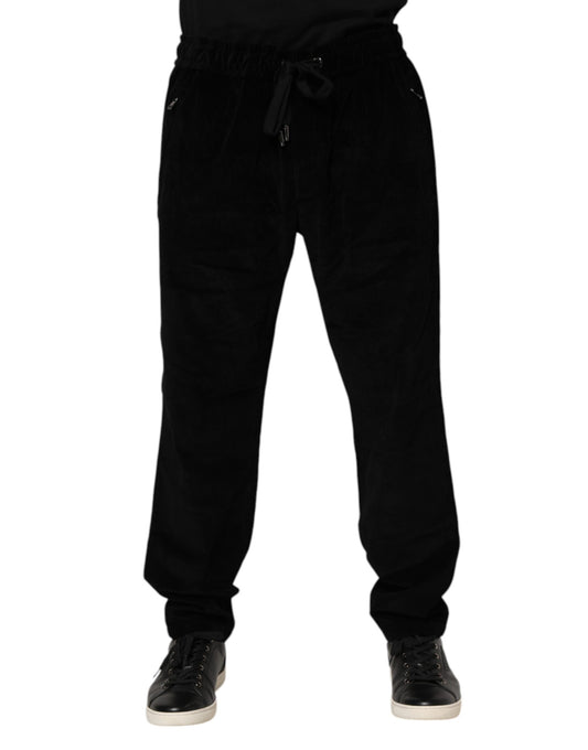 Pantalon de jogging en coton noir pour homme