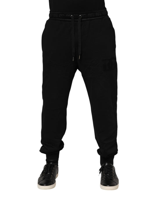Pantalon de jogging en coton noir avec cordon de serrage