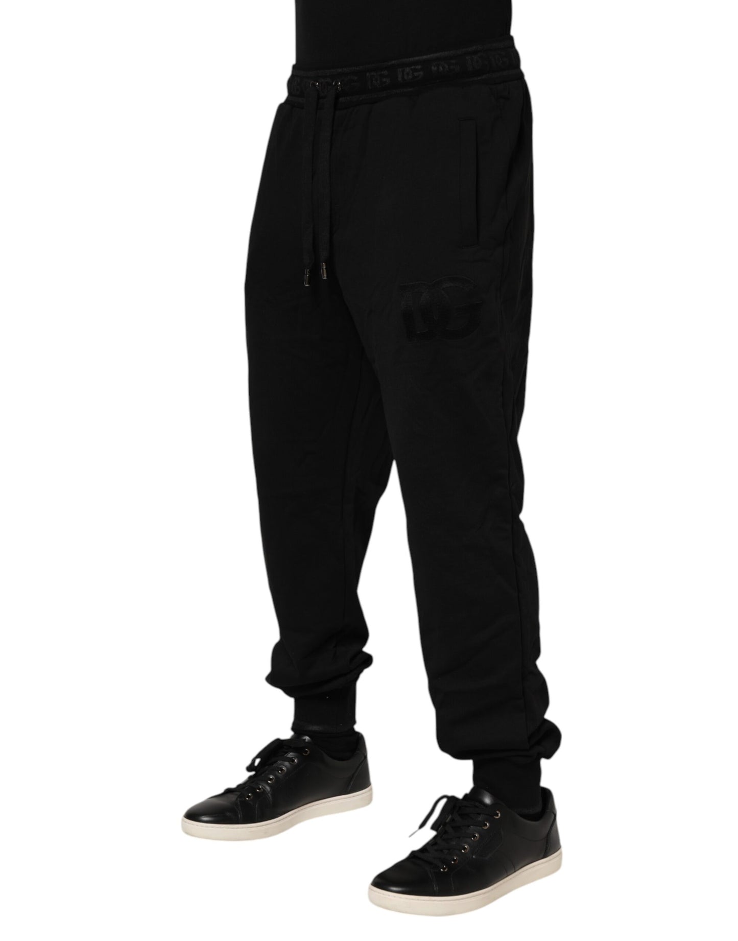 Pantalon de jogging en coton noir avec cordon de serrage