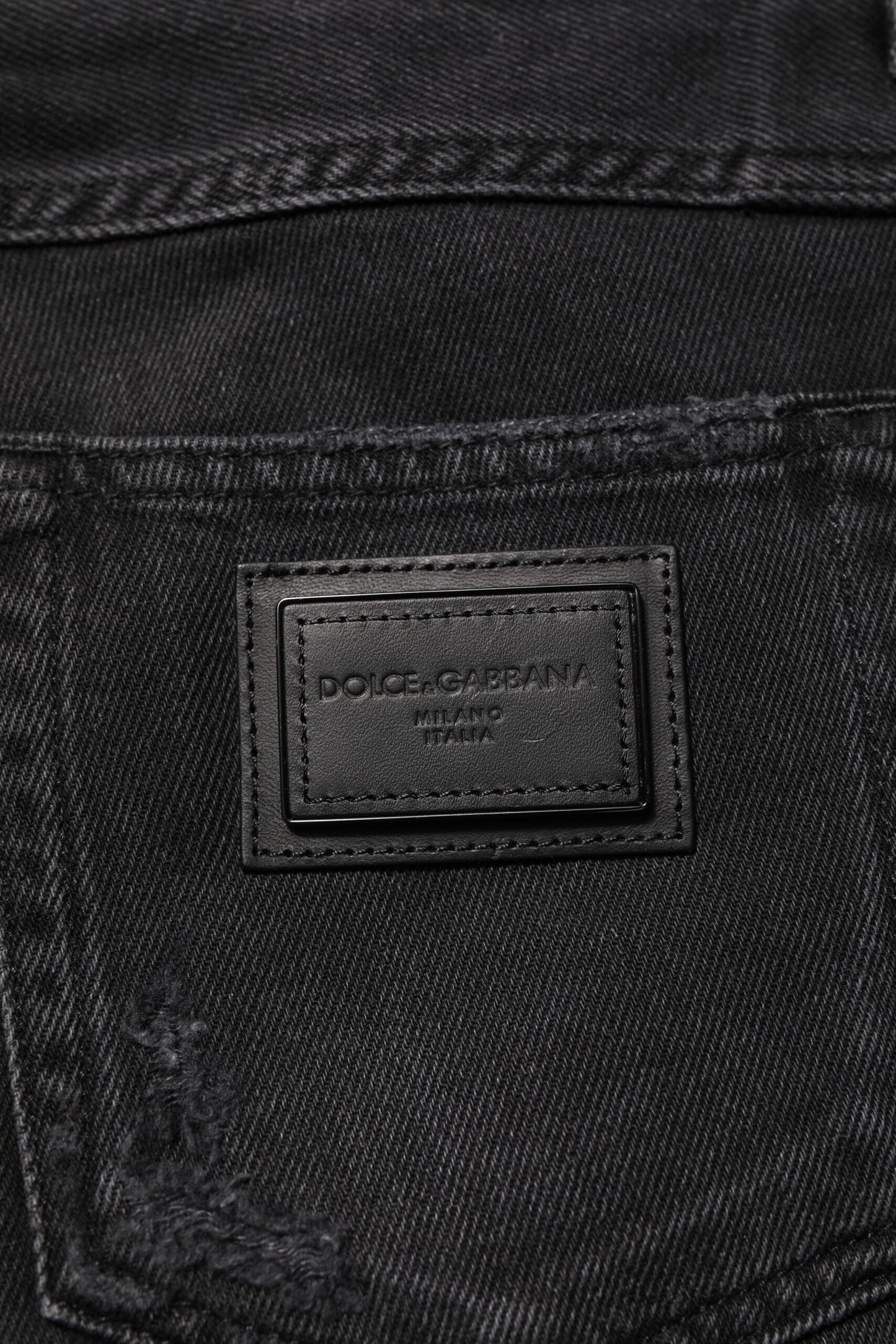 Jean skinny en coton noir avec plaque logo
