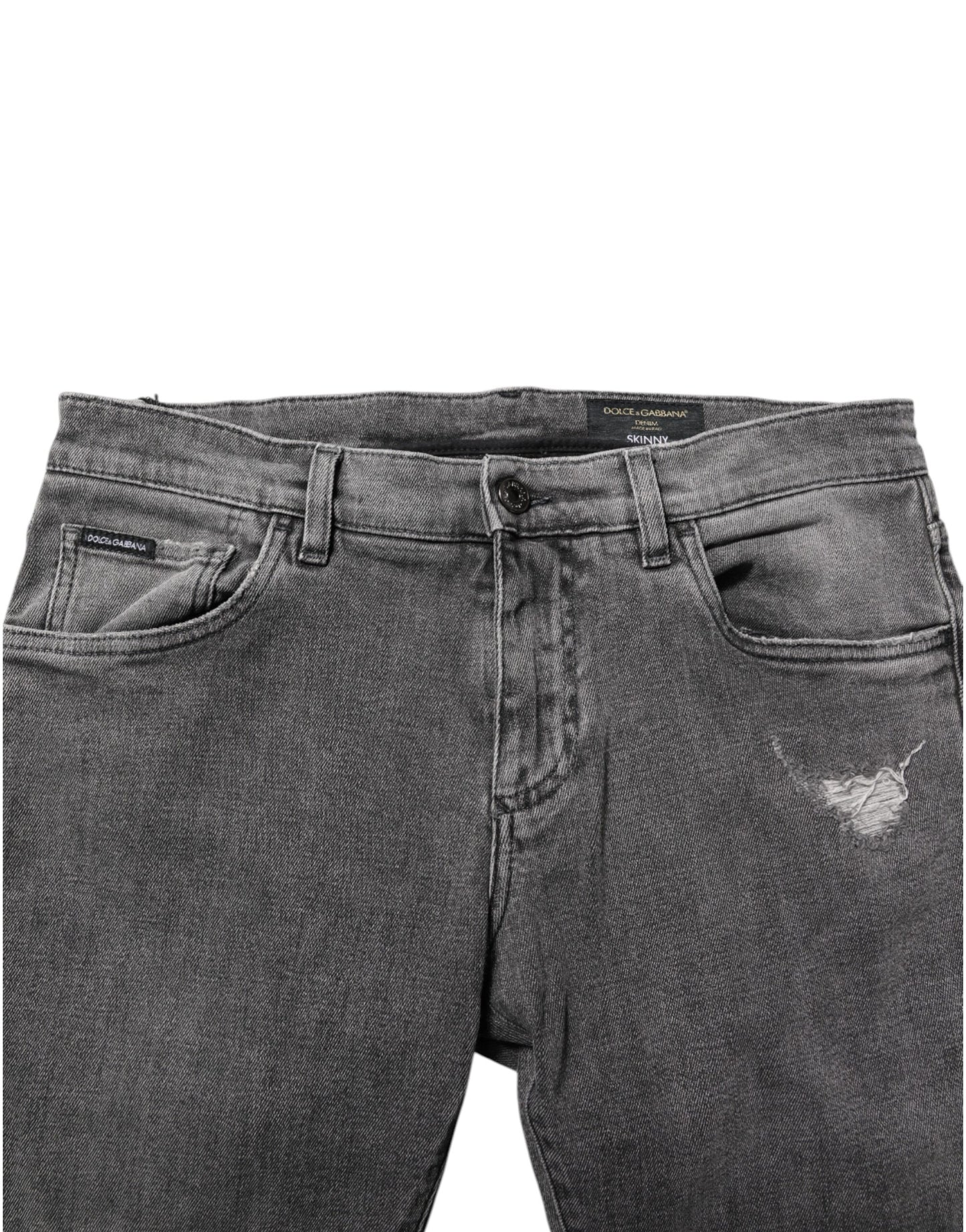 Vaqueros de algodón gris con placa de logotipo para hombre