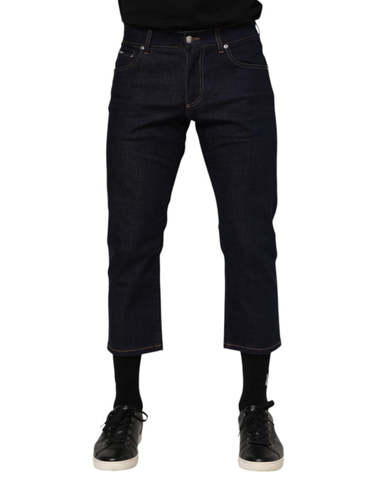 Jean slim bleu foncé en coton avec logo pour homme