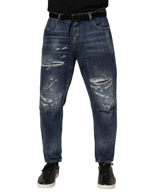Jean fuselé en coton bleu pour homme
