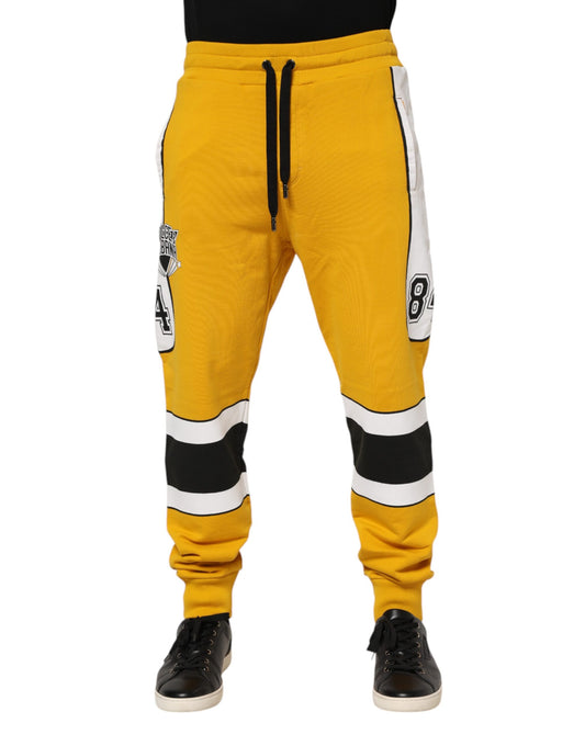 Pantalon de jogging en coton jaune avec cordon de serrage