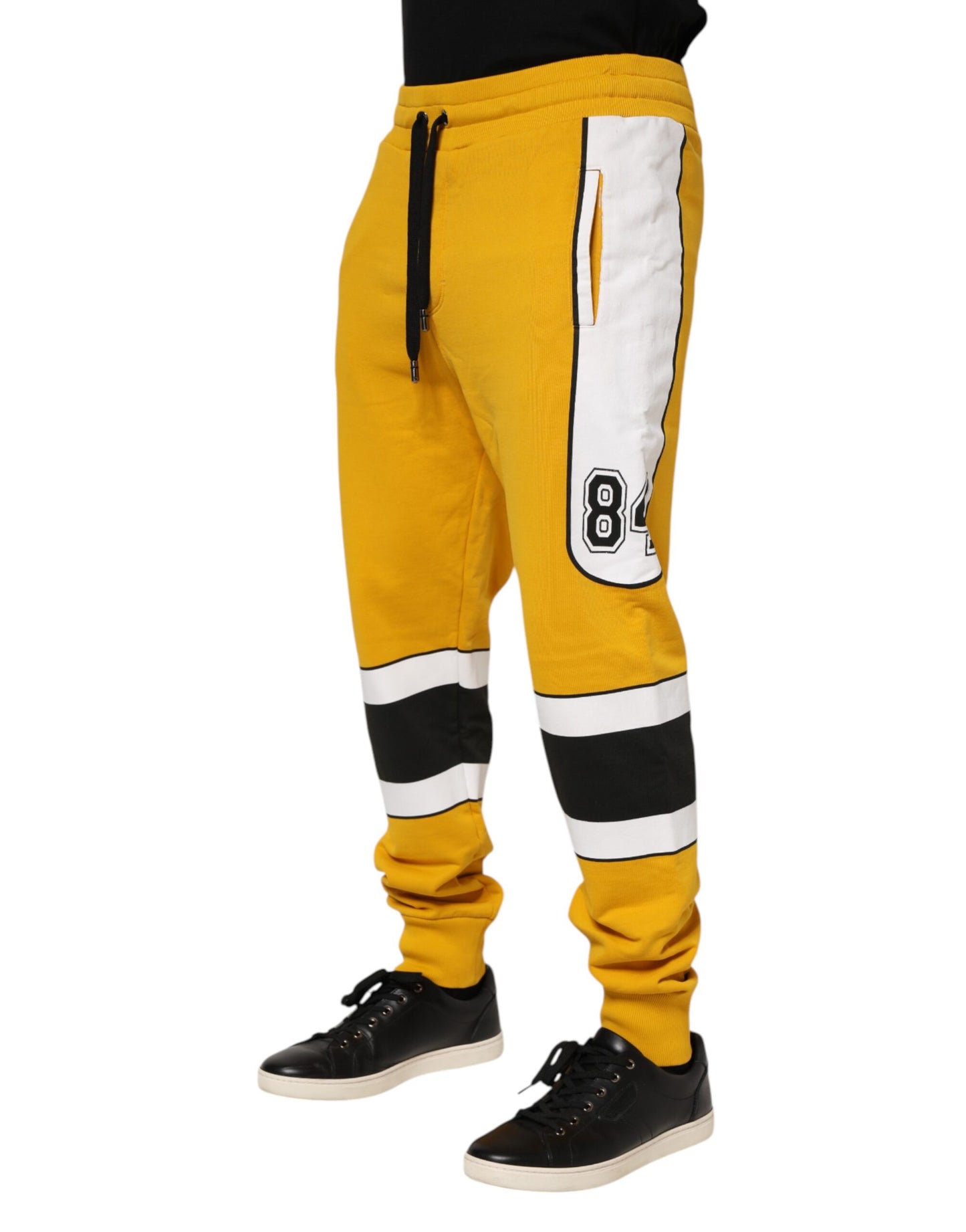 Pantalones deportivos de algodón amarillo con cordón