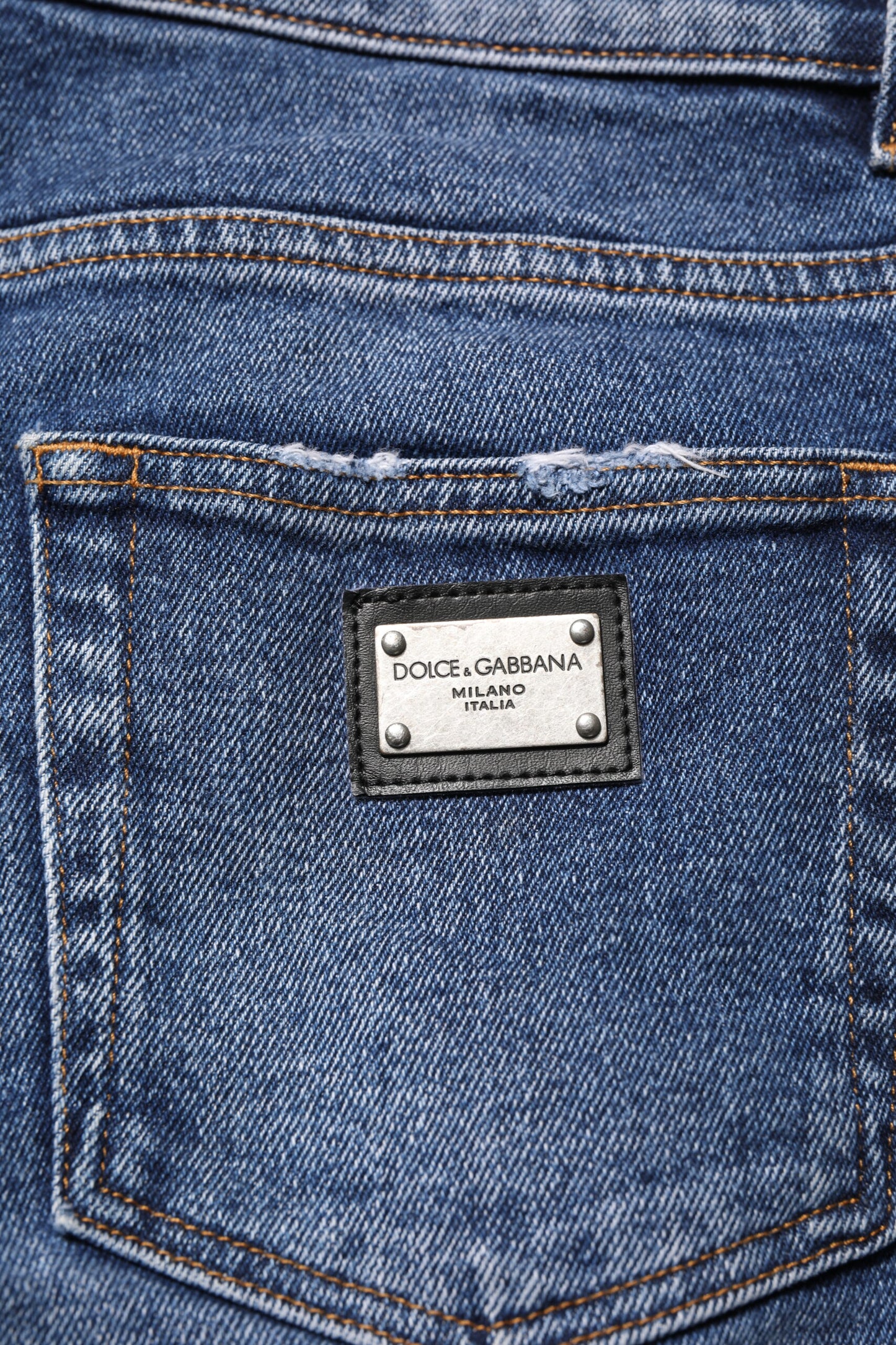 Jean skinny en coton bleu avec plaque logo pour homme