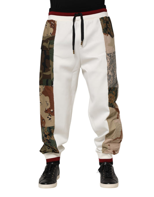 Pantalones deportivos de patchwork blancos