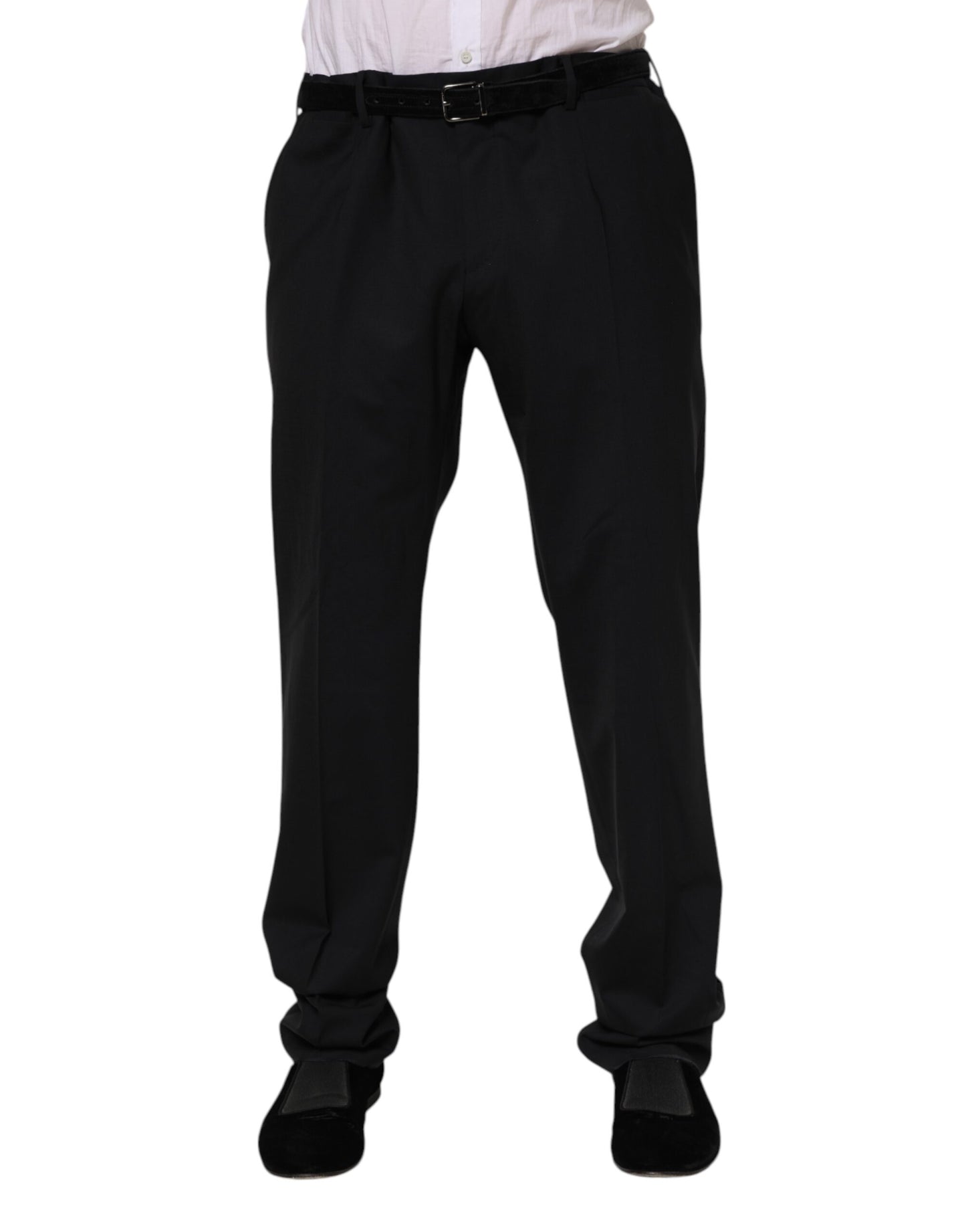 Pantalones de vestir formales de lana negra