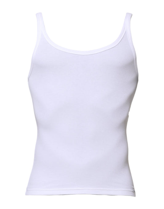 T-shirt blanc sans manches à col rond pour homme