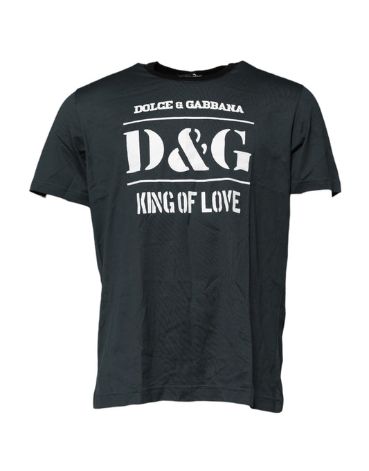 T-shirt à manches courtes en coton noir imprimé