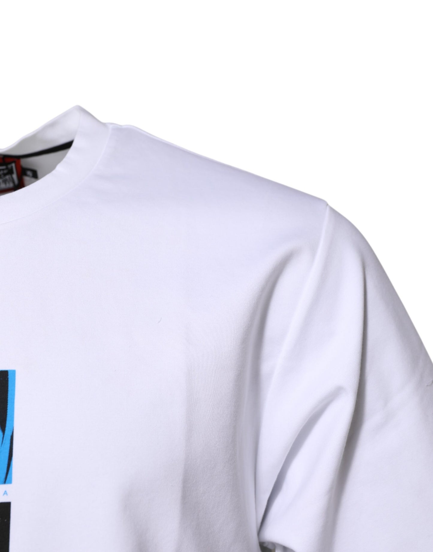 T-shirt blanc à col rond et imprimé graphique en coton