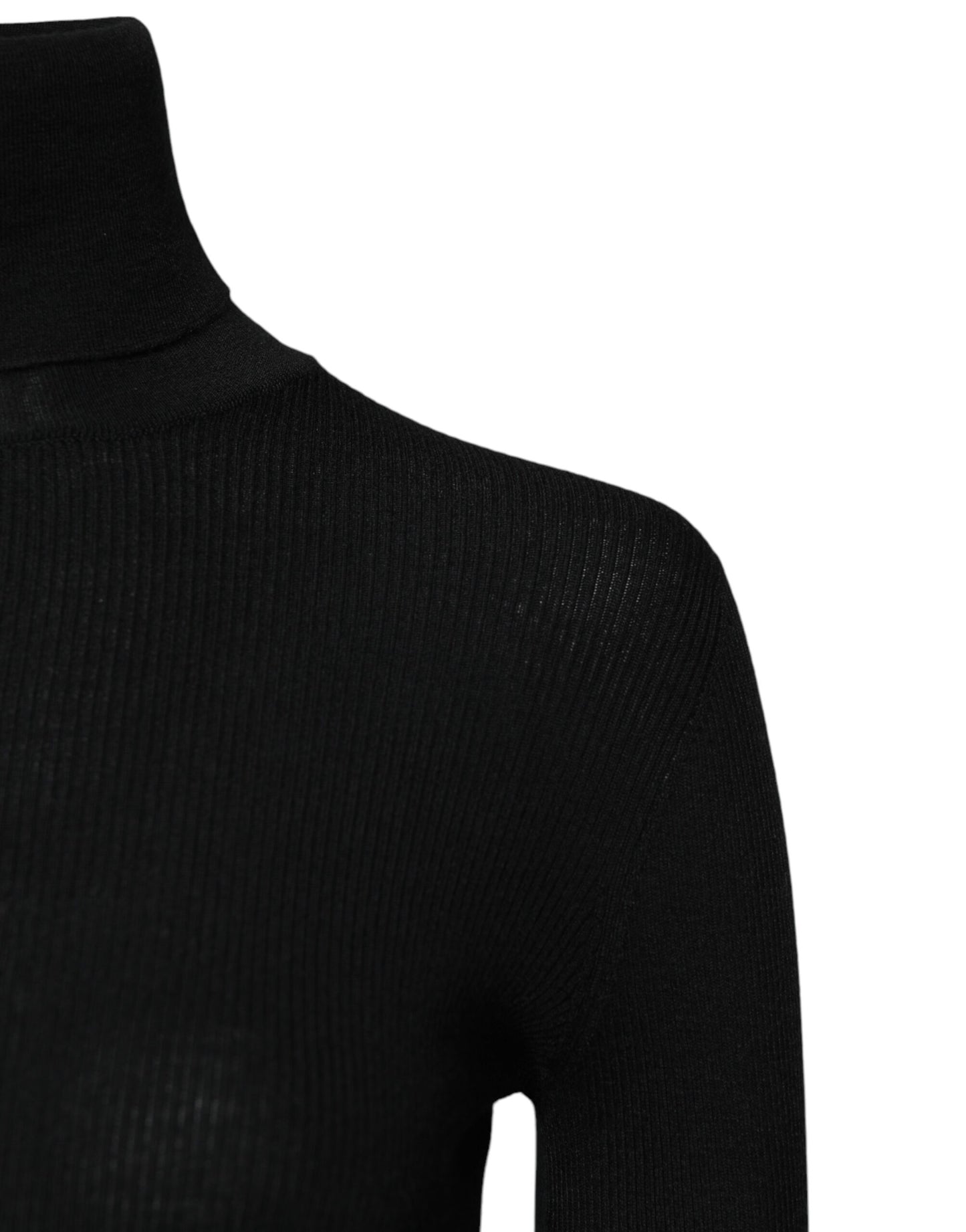 Blusa de punto con cuello alto de cachemira negra