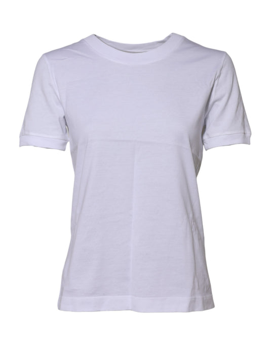 Camiseta blanca de algodón con cuello redondo y manga corta