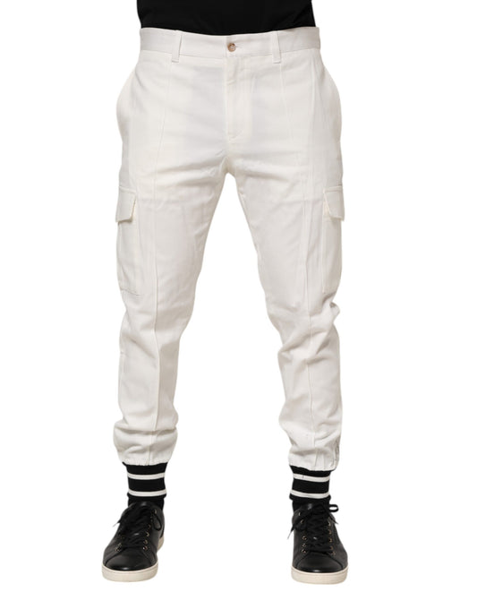 Pantalones cargo ajustados de algodón blanco para hombre