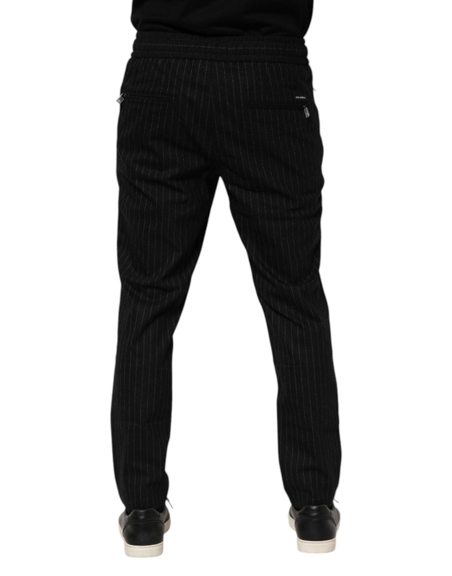 Pantalones deportivos de lana a rayas negras para hombre