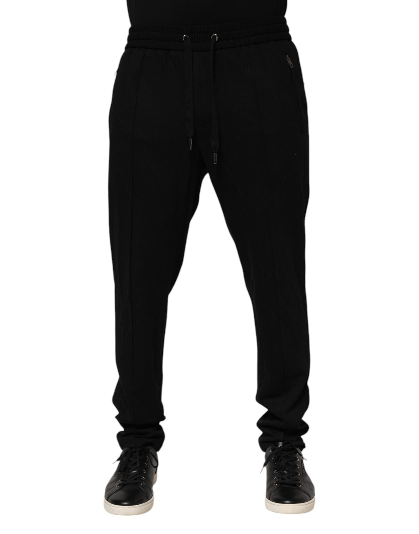Pantalon de jogging skinny en viscose noir avec logo pour homme