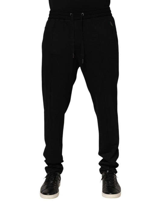 Pantalones deportivos ajustados de viscosa negra con logo para hombre