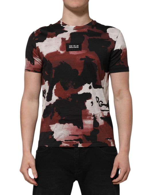 T-shirt col rond camouflage multicolore pour homme