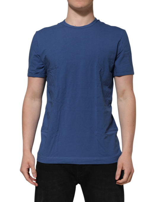 T-shirt col rond en coton bleu pour homme