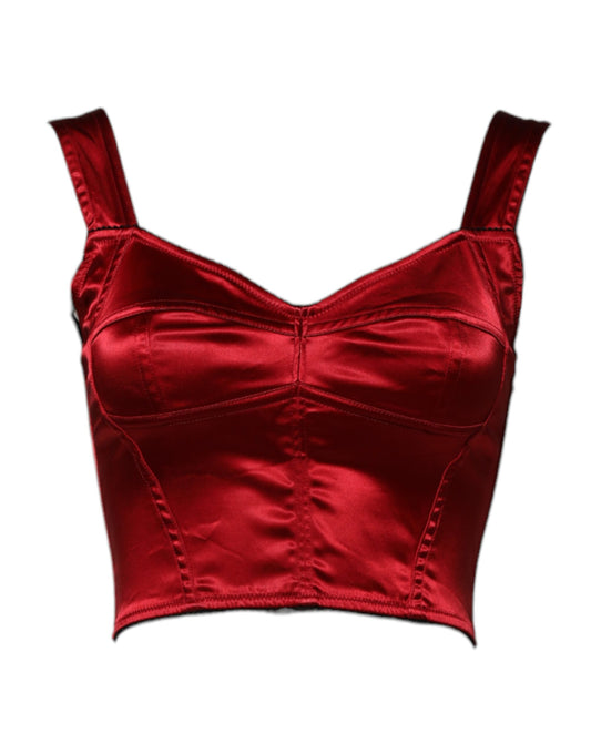 Top corto con corsé sin mangas y bustier rojo