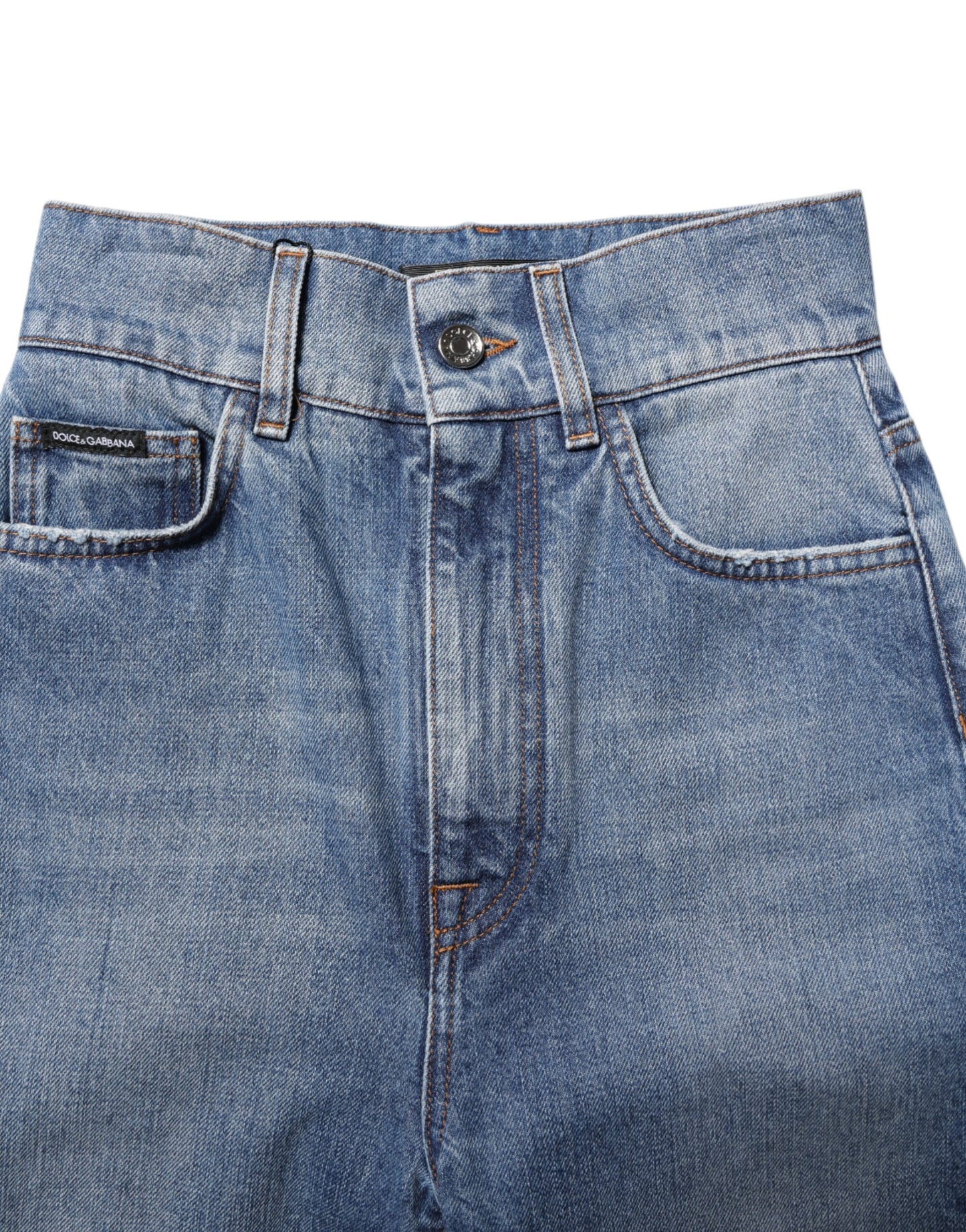 Vaqueros ajustados de cintura alta y lavados en azul