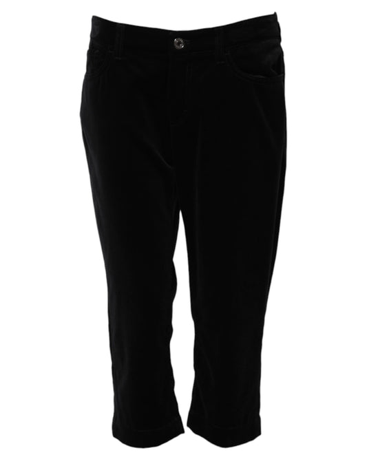 Vaqueros capri ajustados de algodón negro recortados