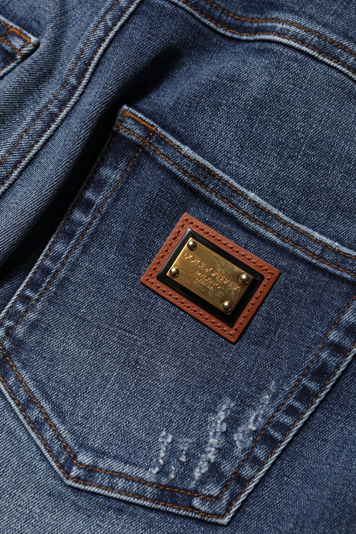 Vaqueros de mezclilla con adornos de diamantes de imitación azules 