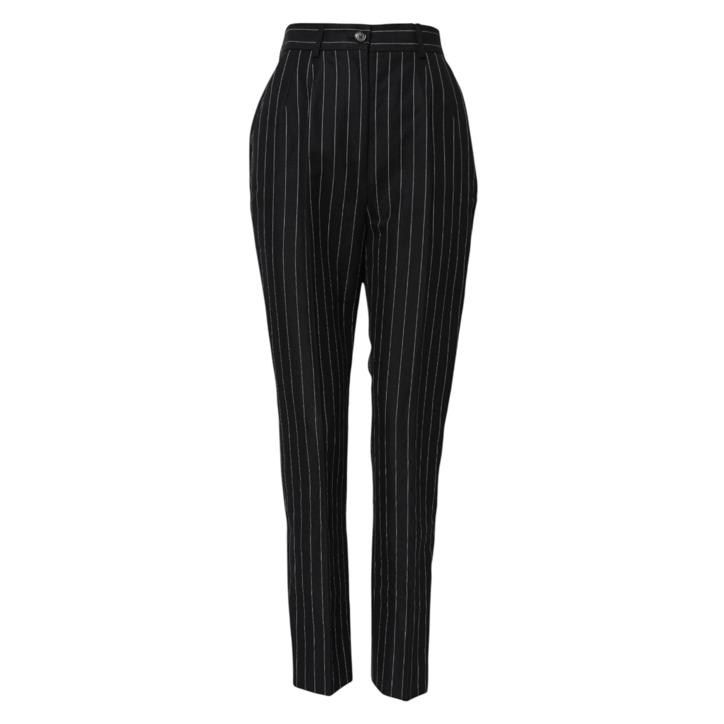 Pantalon fuselé taille haute à rayures noires 