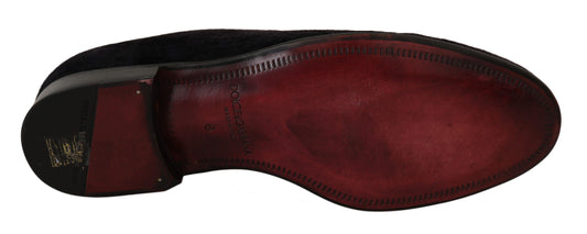 Loafers Black Velvet Gold Crown