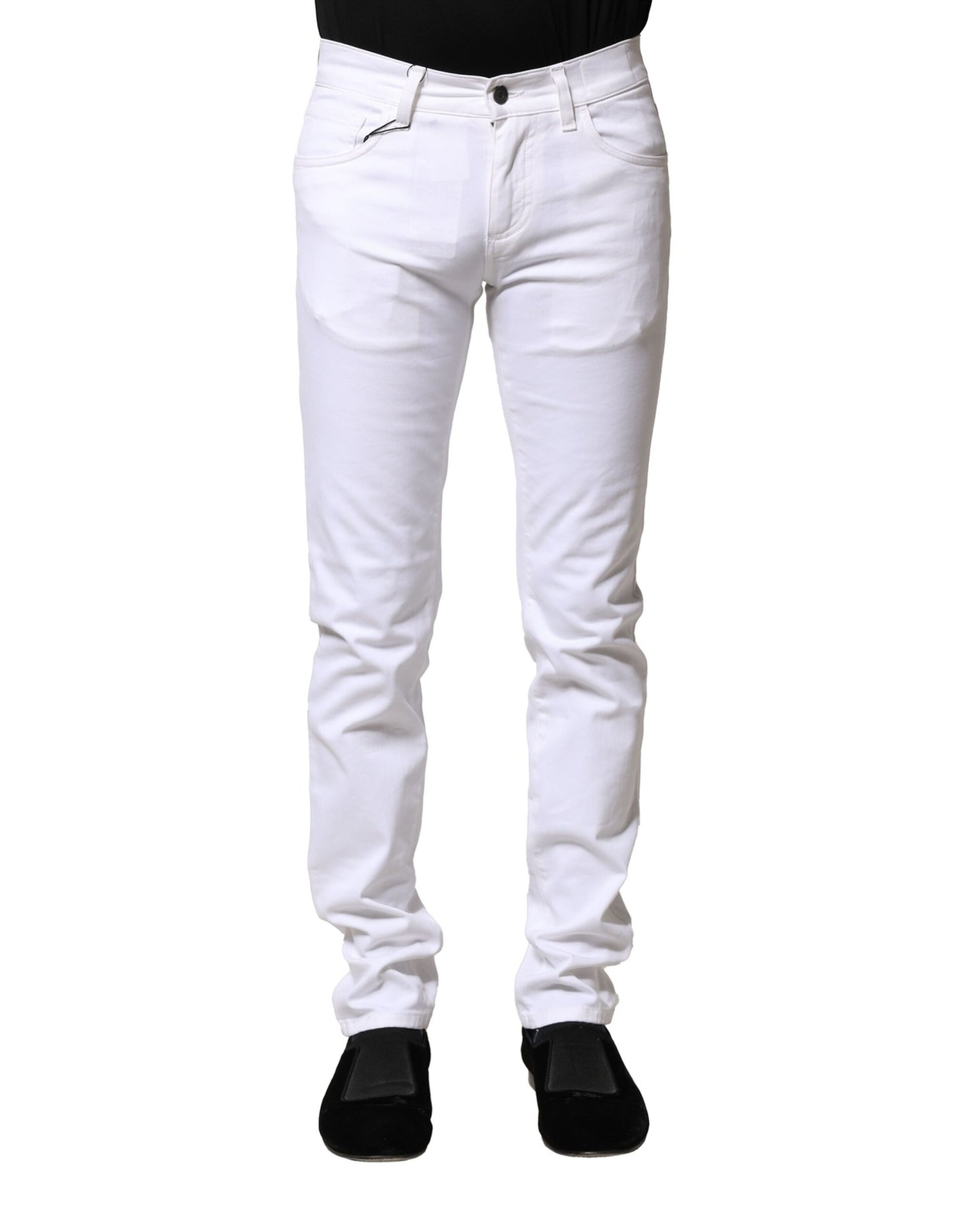 Vaqueros ajustados de algodón blanco para hombre