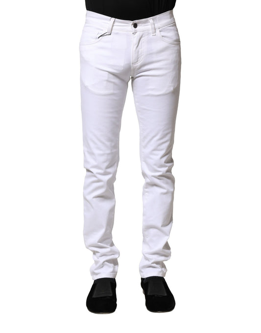 Vaqueros ajustados de algodón blanco para hombre