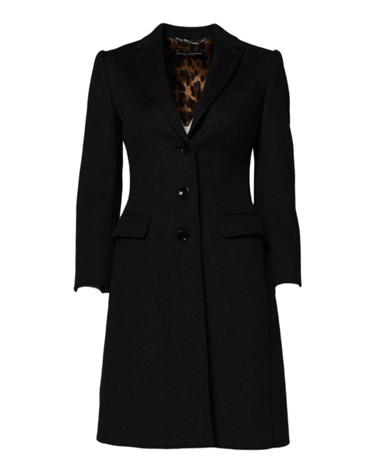 Chaqueta gabardina de manga larga de lana negra
