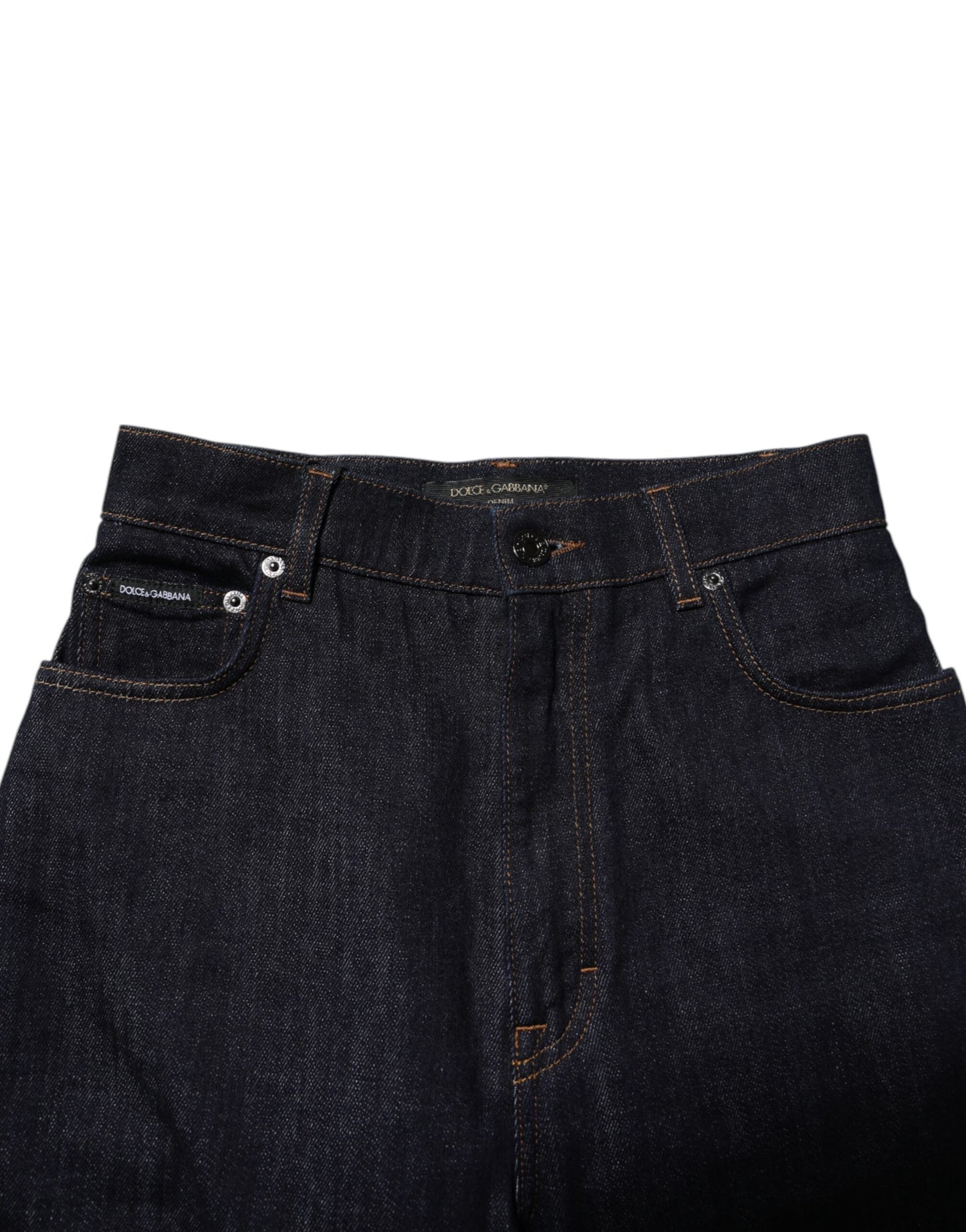 Vaqueros acampanados de cintura alta de algodón azul 